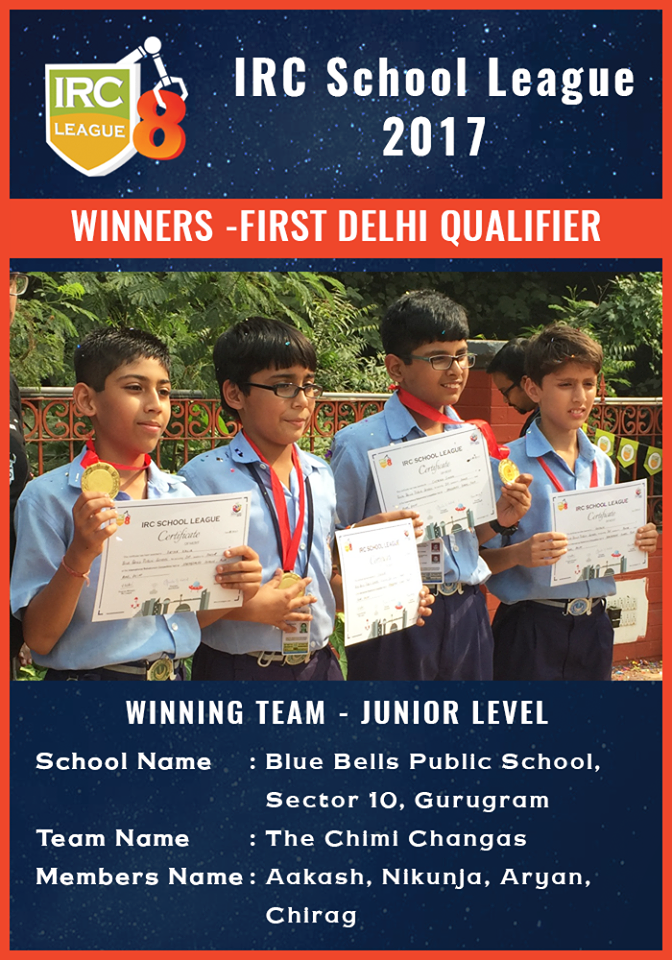 Brahm Dutt Blue Bells Public School, SECTOR 10, GURUGRAM PROVES  ITS EXCELLENCE IN IRC QUALIFIER AT SPRINGDALES SCHOOL, PUSA ROAD , NEW DELHI